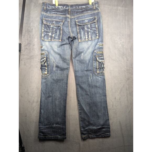 Jeansian Jeans Mens 38 Blue Multiples Pockets And Zipper Size 37x33 - Picture 11 of 12